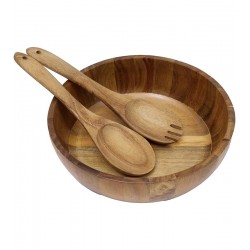 Saladeira Com Colher E Garfo Para Salada 3 Peças Acácia Wood